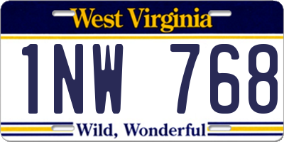 WV license plate 1NW768