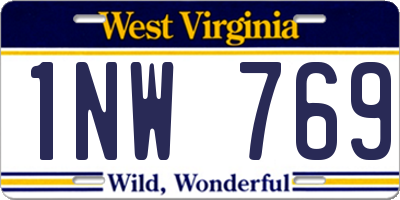 WV license plate 1NW769