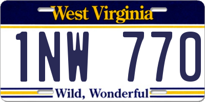 WV license plate 1NW770