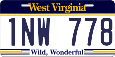 WV license plate 1NW778