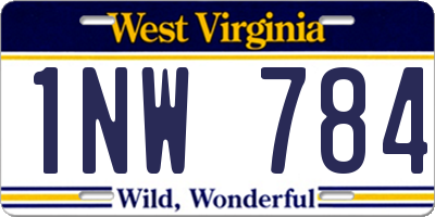 WV license plate 1NW784