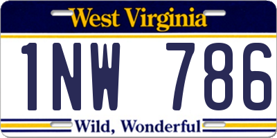 WV license plate 1NW786