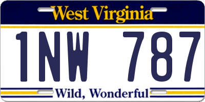 WV license plate 1NW787