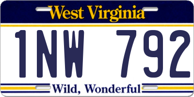 WV license plate 1NW792
