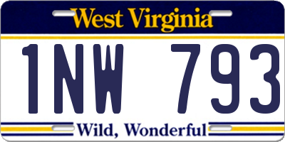 WV license plate 1NW793