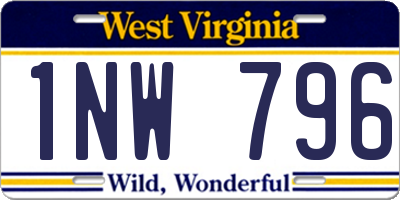 WV license plate 1NW796