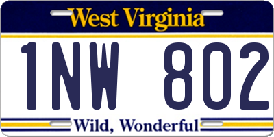 WV license plate 1NW802