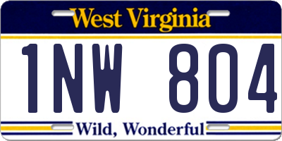 WV license plate 1NW804