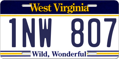 WV license plate 1NW807
