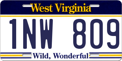WV license plate 1NW809