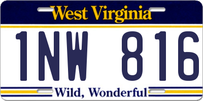 WV license plate 1NW816