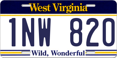 WV license plate 1NW820
