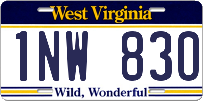 WV license plate 1NW830