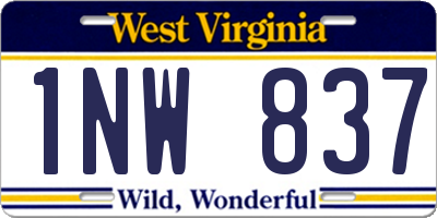 WV license plate 1NW837