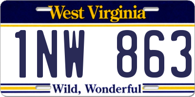 WV license plate 1NW863