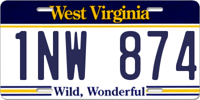 WV license plate 1NW874