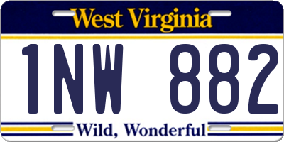 WV license plate 1NW882
