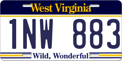 WV license plate 1NW883