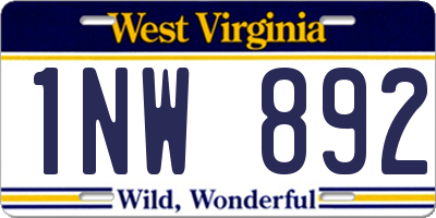 WV license plate 1NW892