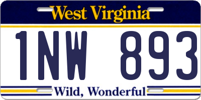 WV license plate 1NW893