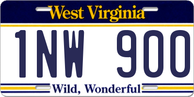WV license plate 1NW900