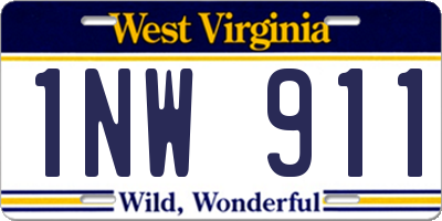 WV license plate 1NW911