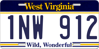 WV license plate 1NW912