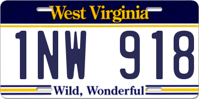 WV license plate 1NW918