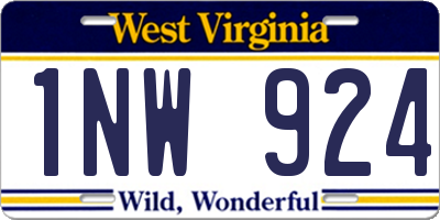 WV license plate 1NW924