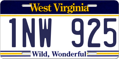 WV license plate 1NW925