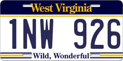 WV license plate 1NW926
