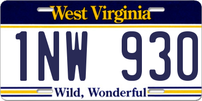 WV license plate 1NW930