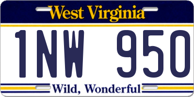 WV license plate 1NW950