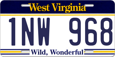 WV license plate 1NW968