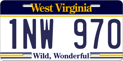 WV license plate 1NW970