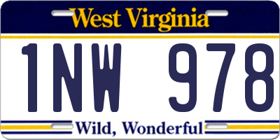 WV license plate 1NW978