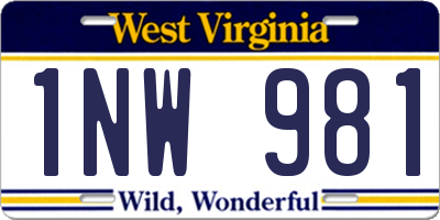 WV license plate 1NW981