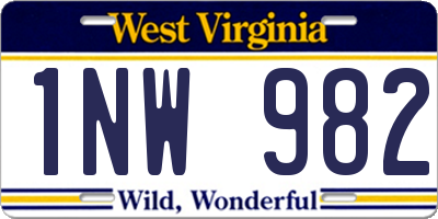 WV license plate 1NW982