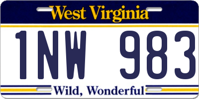 WV license plate 1NW983