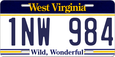 WV license plate 1NW984