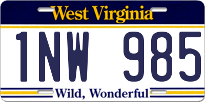 WV license plate 1NW985