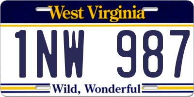 WV license plate 1NW987