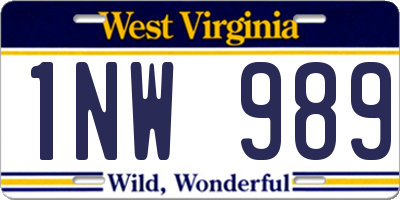 WV license plate 1NW989