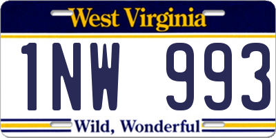 WV license plate 1NW993