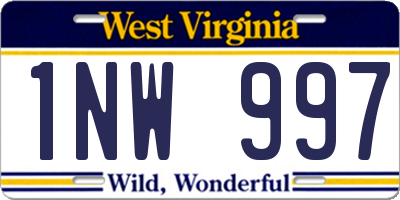 WV license plate 1NW997