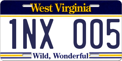 WV license plate 1NX005