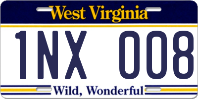 WV license plate 1NX008