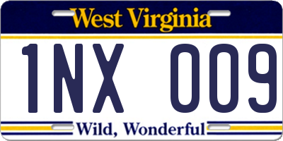 WV license plate 1NX009