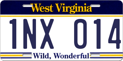WV license plate 1NX014