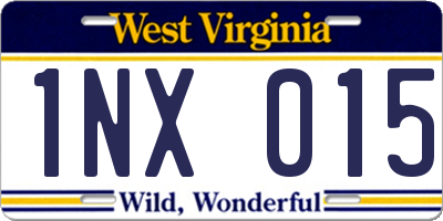 WV license plate 1NX015